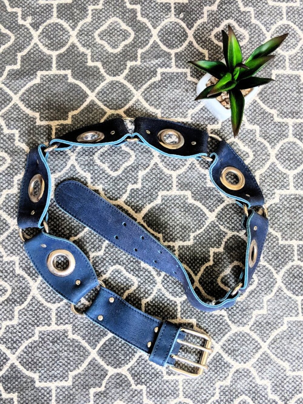 ARMANI EXCHANGE Indigo Leather Boho Belt Sz M